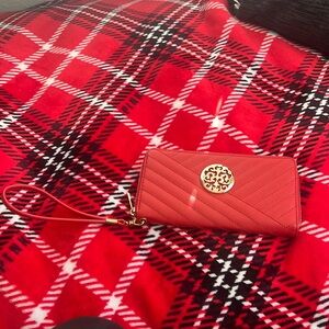 Tory Burch red wristlet